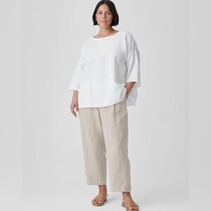 Eileen Fisher Khaki Linen Lantern Pants